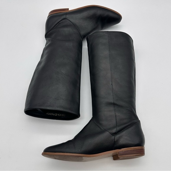 Vintage Allegre Black Leather Knee High Boots - Picture 7 of 12